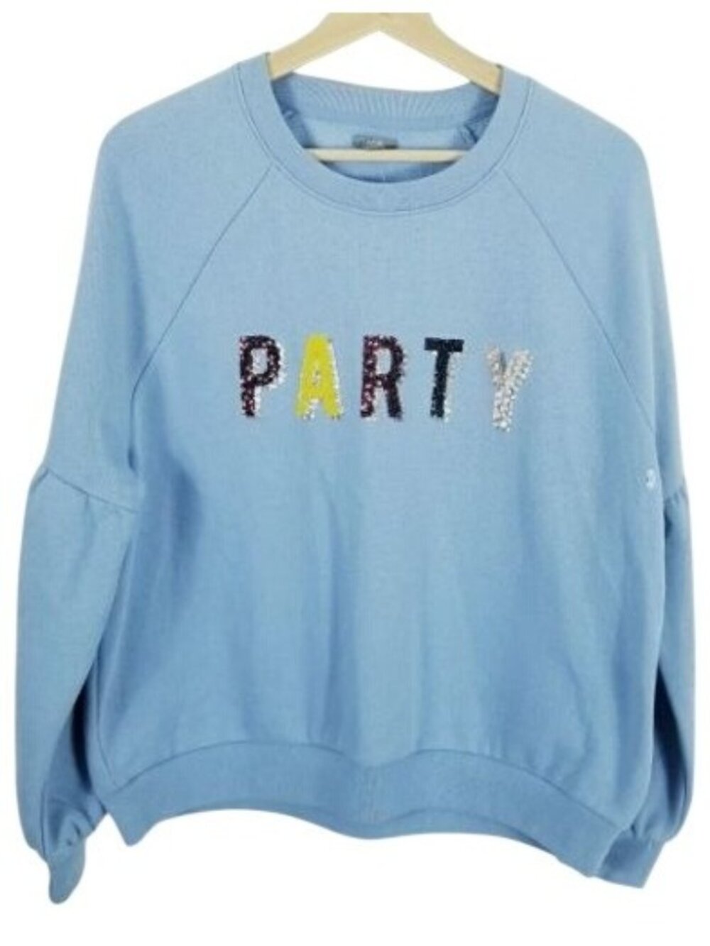Aerie Sweatshirt Womens Size Small Blue PARTY Sequin top embellished